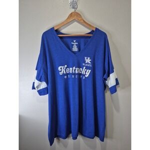 Fanatics Kentucky Wildcats 2XL‎ V-Neck T-Shirt White Stripe Sleeve Women